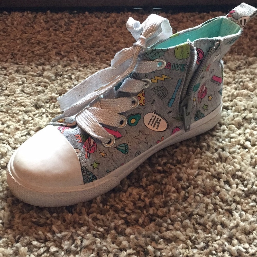 Cat & Jack sneakers high top gray with white - Picture 3 of 5